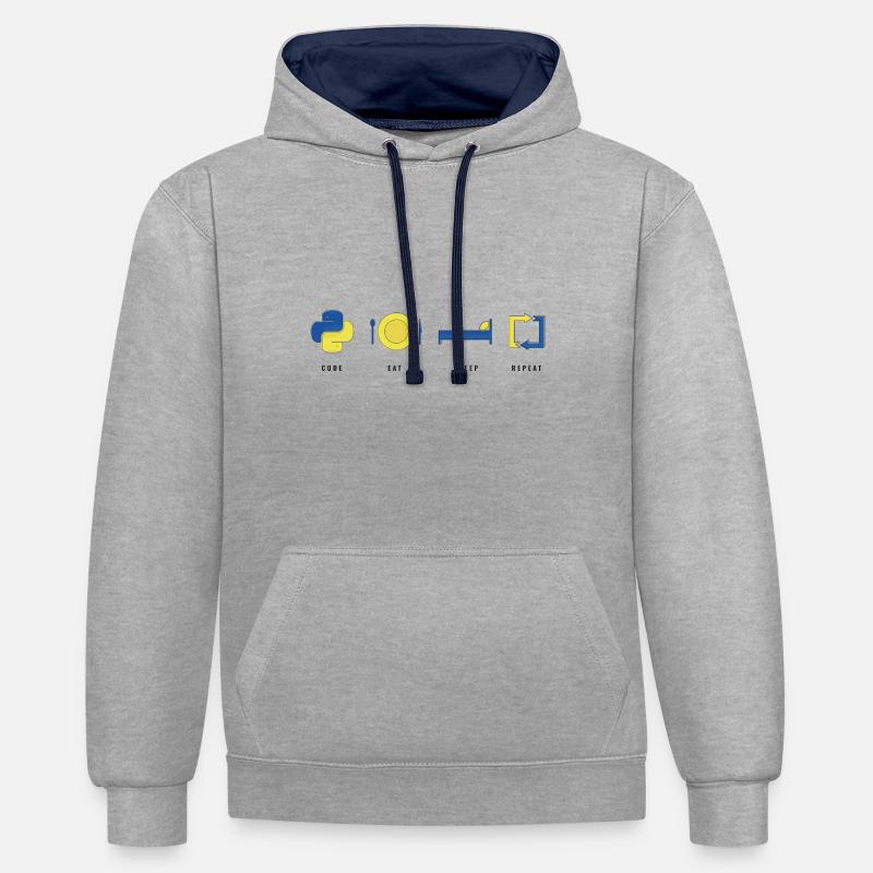 CODER PYTHON LIFE - Kontrast-Hoodie - Grau meliert/Navy