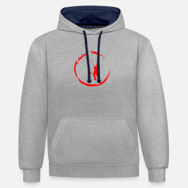 Pêche pêche - Sweat à capuche contrasté - gris chiné/bleu marine