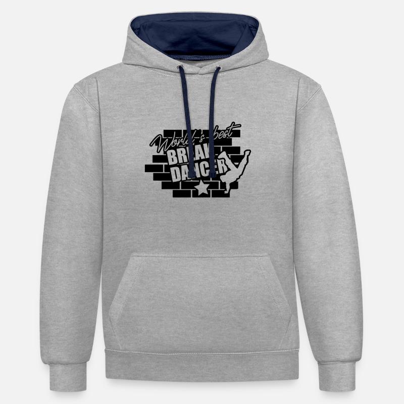 Danse Breakdance Breakdancing Cadeau Breakdancer - Sweat à capuche contrasté - gris chiné/bleu marine