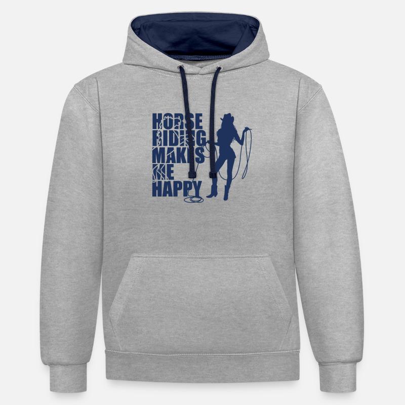 Cavalier - Sweat à capuche contrasté - gris chiné/bleu marine