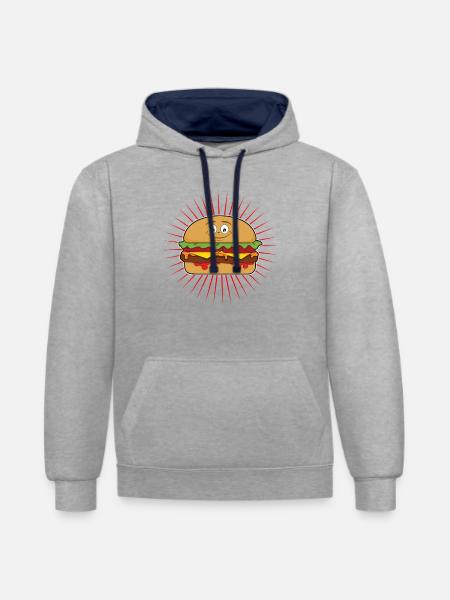 Hamburger - Kontrast-Hoodie - Grau meliert/Navy