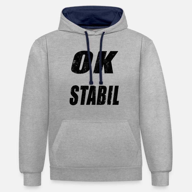 Stable - Sweat à capuche contrasté - gris chiné/bleu marine