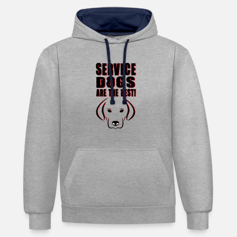 Chien de service chien - Sweat à capuche contrasté - gris chiné/bleu marine