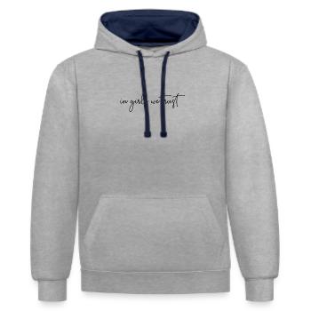 In girls we trust sweeping typography - Contrast hoodie - heather grey/navy - Front - Liana (172cm) & Jaron (178cm)