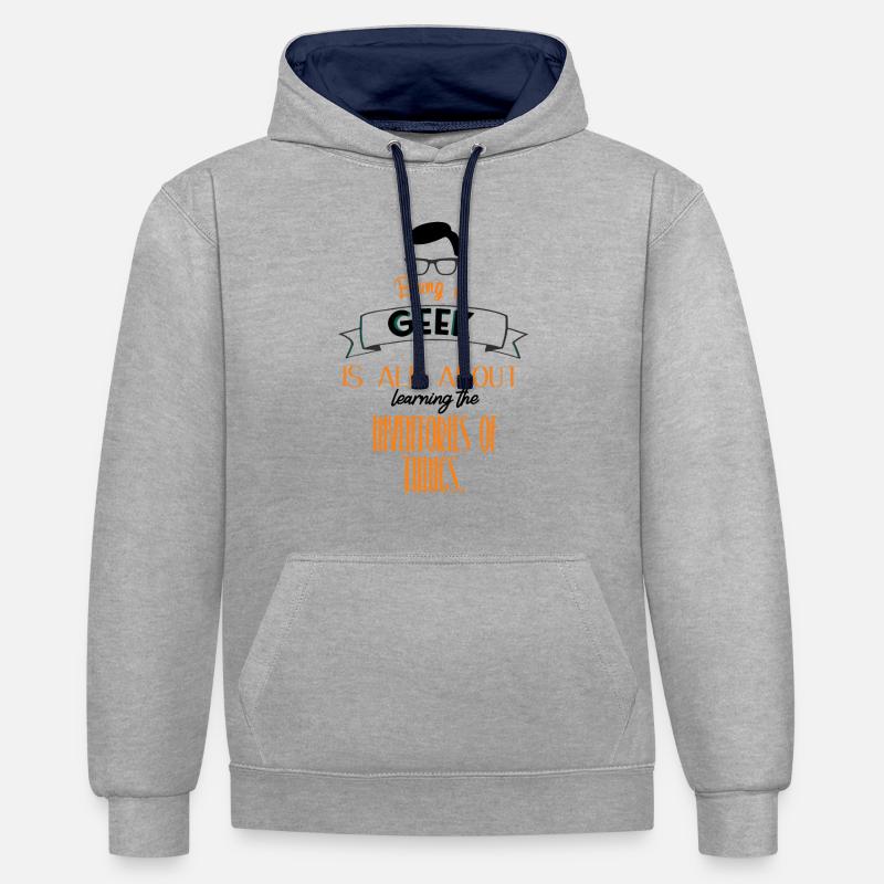 Sei ein Geek - Kontrast-Hoodie - Grau meliert/Navy
