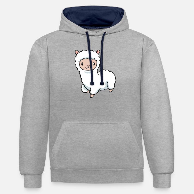 Alpaga bébé - Sweat à capuche contrasté - gris chiné/bleu marine