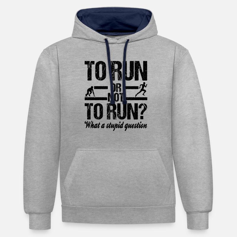 course - Sweat à capuche contrasté - gris chiné/bleu marine