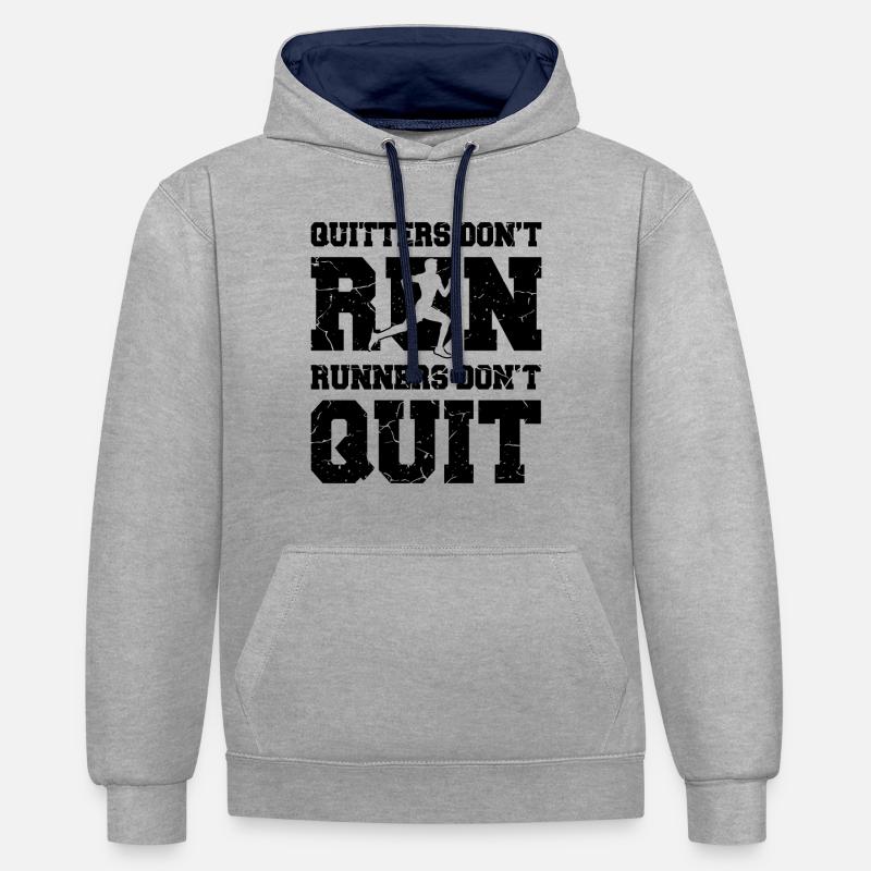 course - Sweat à capuche contrasté - gris chiné/bleu marine