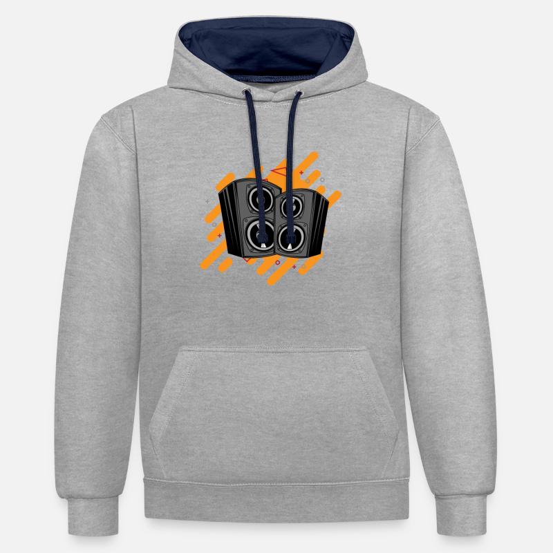 Dj boxe - Sweat à capuche contrasté - gris chiné/bleu marine