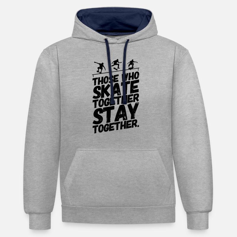 Équipe de patinage - Sweat à capuche contrasté - gris chiné/bleu marine