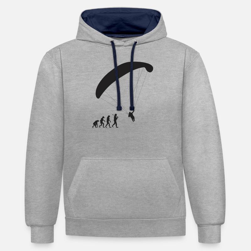 Parapente Evolution - Sweat à capuche contrasté - gris chiné/bleu marine