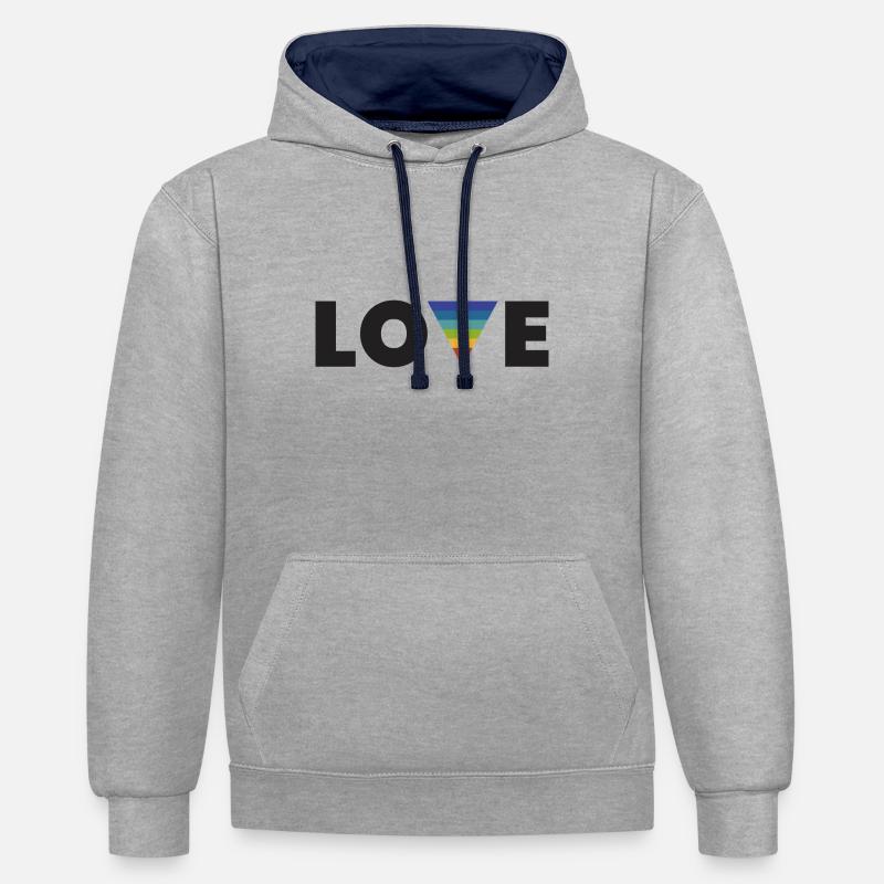 Amour arc en ciel - Sweat à capuche contrasté - gris chiné/bleu marine