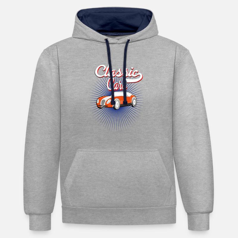 Automobile Classique automobile Classique - Sweat à capuche contrasté - gris chiné/bleu marine