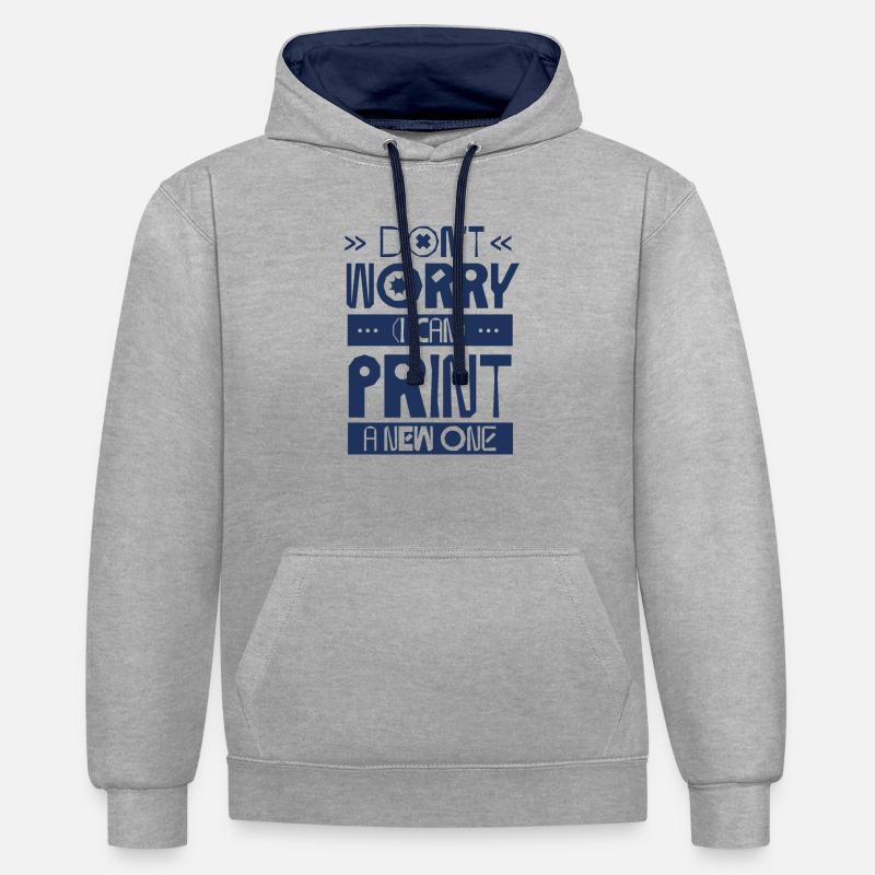 Imprimeur 3D Impression 3D - Sweat à capuche contrasté - gris chiné/bleu marine