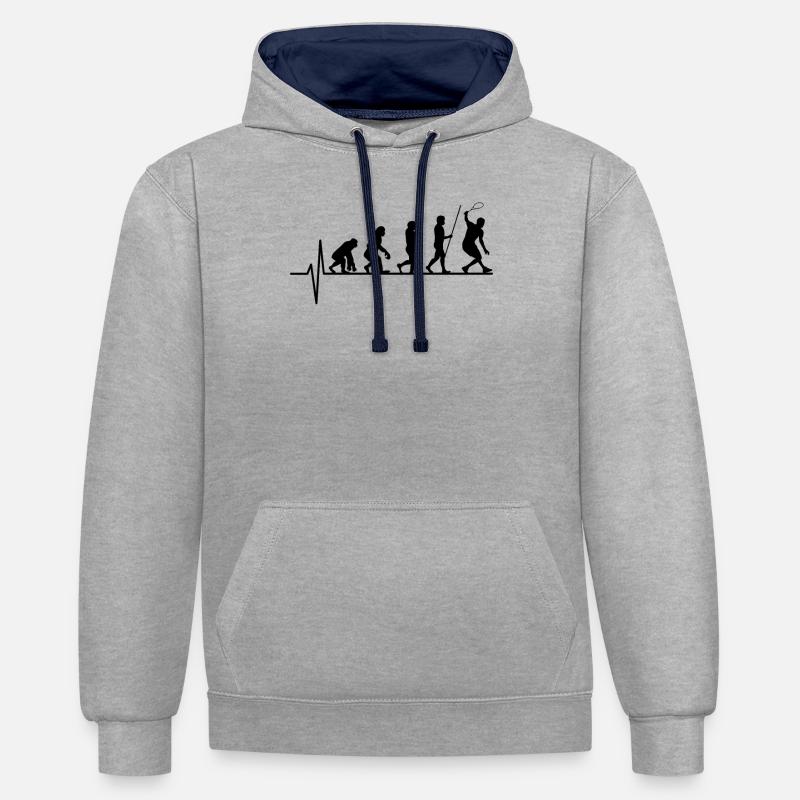 Evolution du joueur de squash - Sweat à capuche contrasté - gris chiné/bleu marine