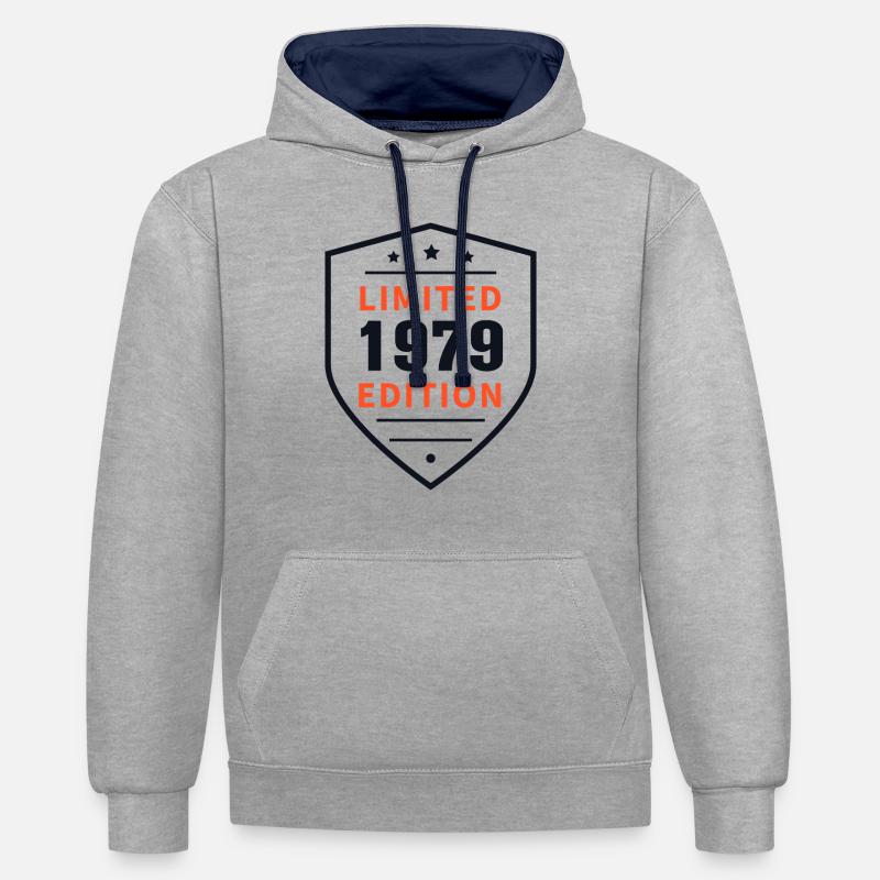 Version limitée 1979 - Sweat à capuche contrasté - gris chiné/bleu marine