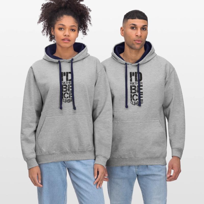 Eisklettern Eistour Eiswand Eiskletterer Eispickel Kontrast-Hoodie