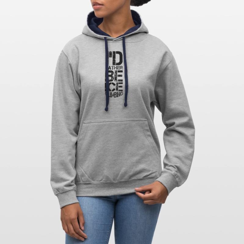 Eisklettern Eistour Eiswand Eiskletterer Eispickel Kontrast-Hoodie