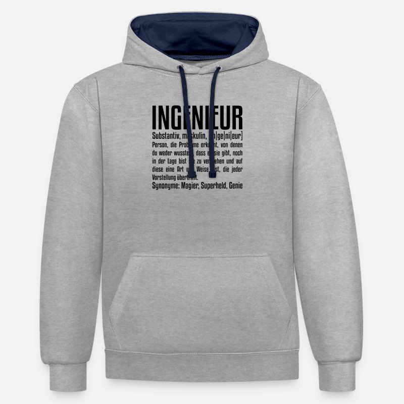 Engineer Definition | Engineering Technology IT - Contrast hoodie - heather grey/navy
