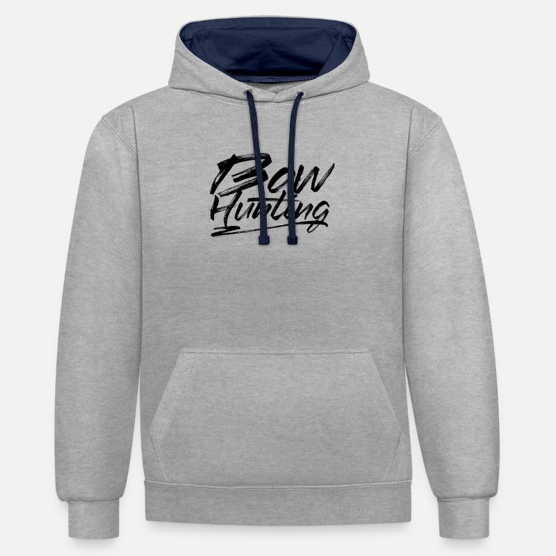 Bogen Bogenjäger Pfeil Bogenschießen Bogenjagd - Kontrast-Hoodie - Grau meliert/Navy