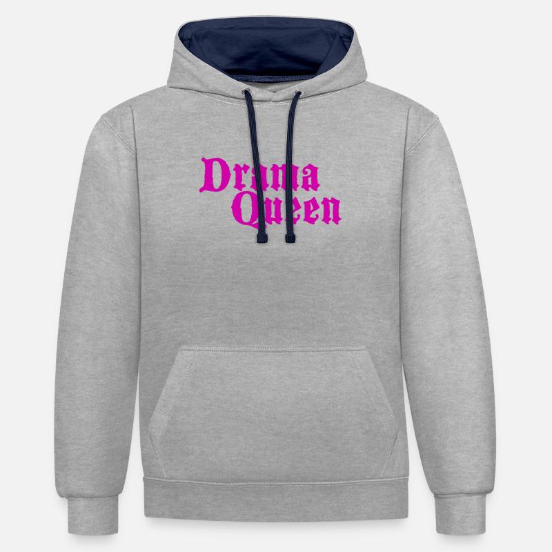 Drama Queen - Sweat à capuche contrasté - gris chiné/bleu marine