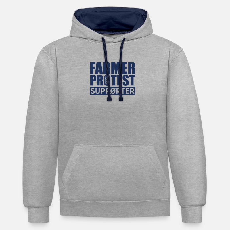 protestation Bauer - Sweat à capuche contrasté - gris chiné/bleu marine