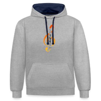 Klarinette - Kontrast-Hoodie - Grau meliert/Navy - Vorne - Liana (172cm) & Jaron (178cm)