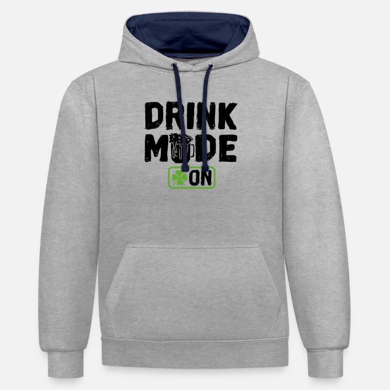 Drink Mode On - Sweat à capuche contrasté - gris chiné/bleu marine