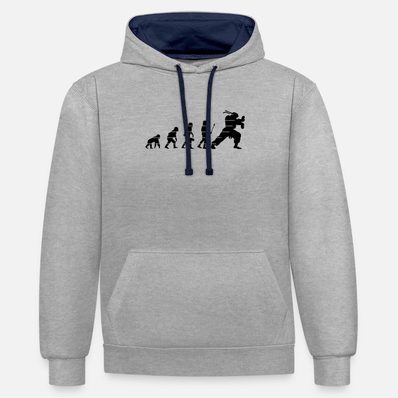 human evolution or hadouk - Contrast hoodie - heather grey/navy