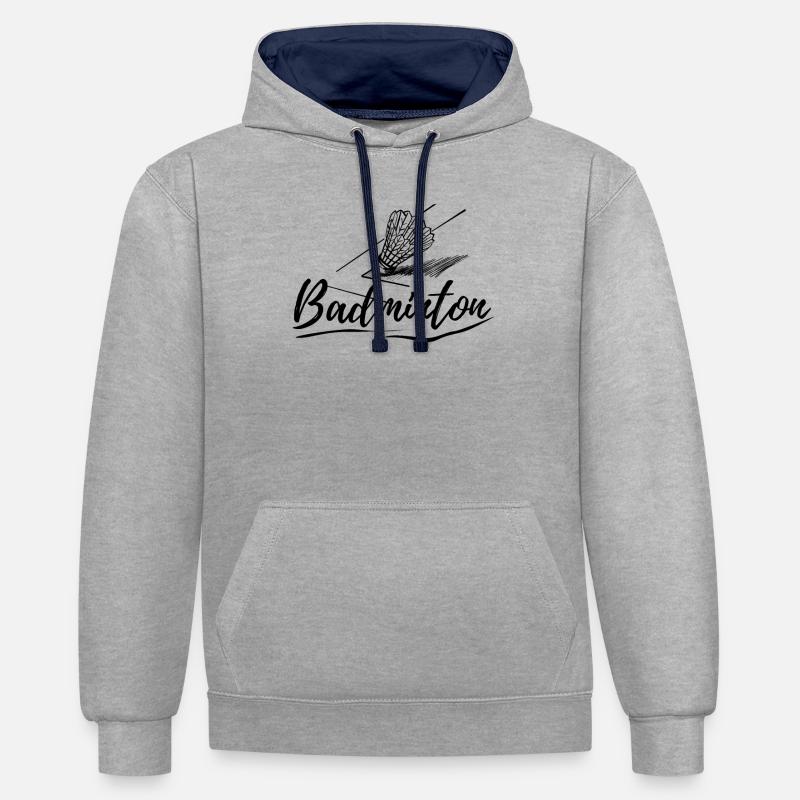 Badminto - Sweat à capuche contrasté - gris chiné/bleu marine