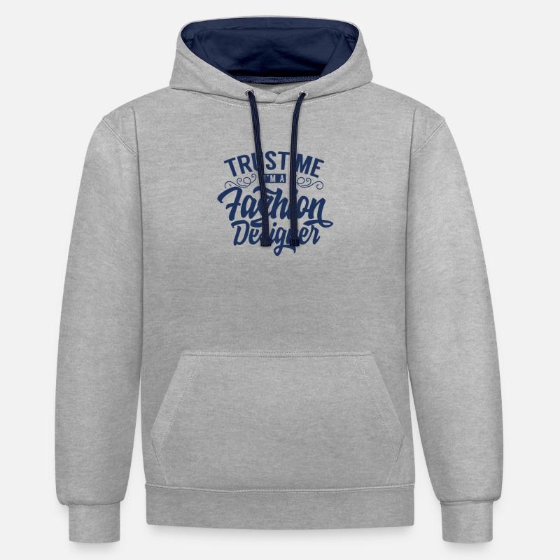 Design Modedesigner Fashion Modedesign Mode - Kontrast-Hoodie - Grau meliert/Navy