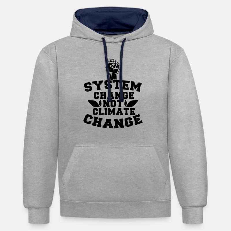 System Change Not Climate Change - Contrast hoodie - heather grey/navy