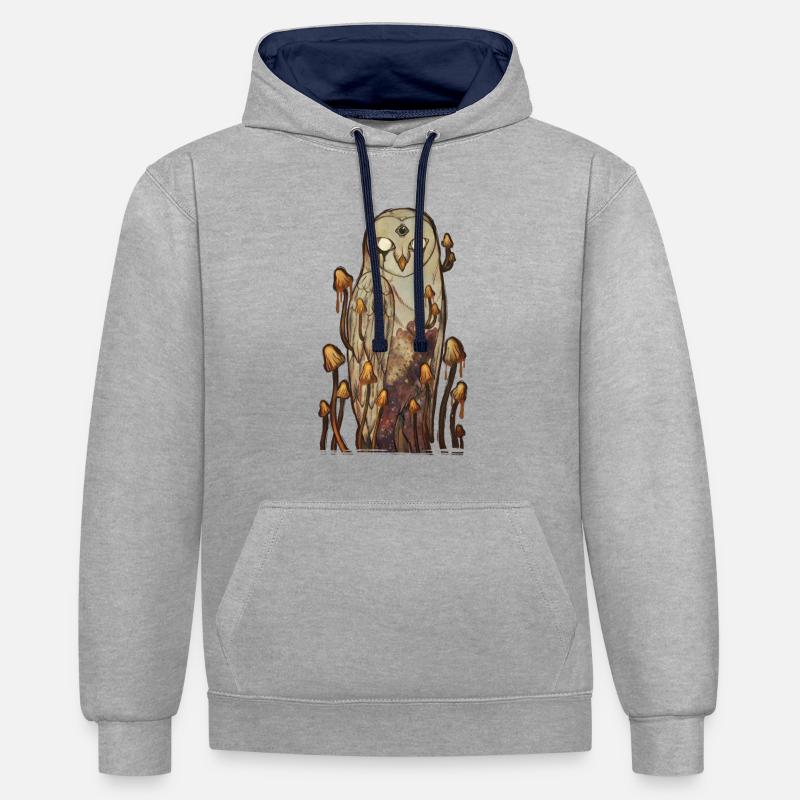 The Third Eye - Sweat à capuche contrasté - gris chiné/bleu marine