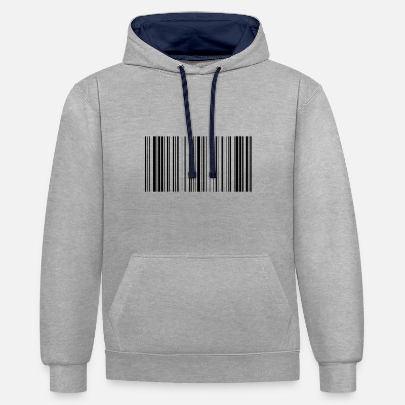 Regalo di colpi di scansione dello scanner scancode di codici a barre - Felpa con cappuccio in contrasto cromatico - grigio melange/navy