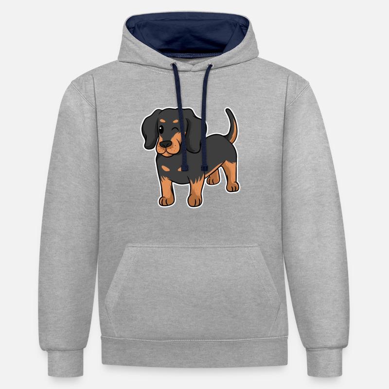 teckel - Sweat à capuche contrasté - gris chiné/bleu marine