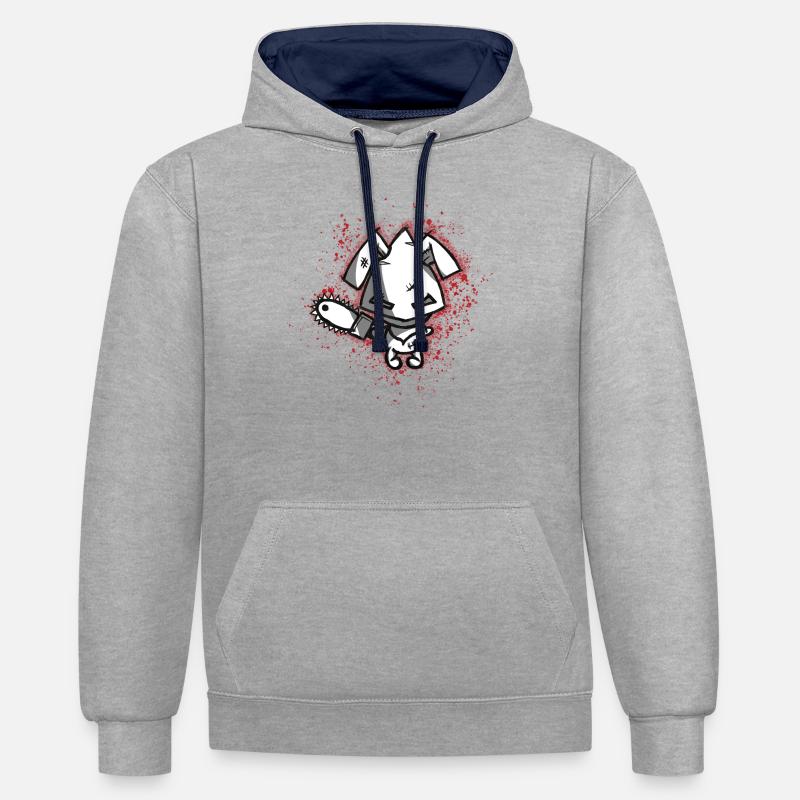 Evil Pets - Rabbit 2 - Kontrast-Hoodie - Grau meliert/Navy