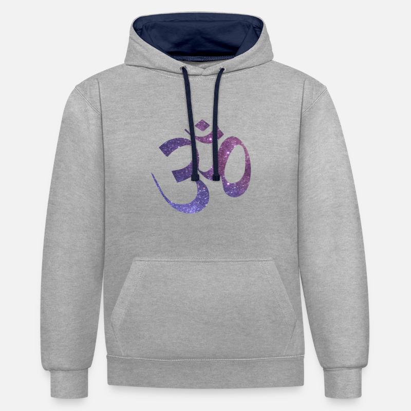 Cadeau Goa Om signe - Sweat à capuche contrasté - gris chiné/bleu marine