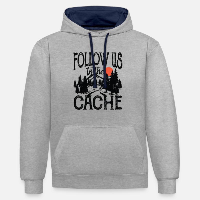 Suivez-nous dans le cache - Sweat à capuche contrasté - gris chiné/bleu marine