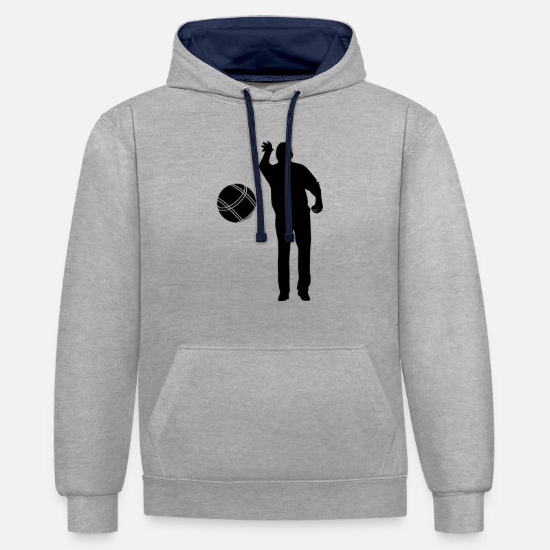 Boule Petanque Boccia Boules - Sweat à capuche contrasté - gris chiné/bleu marine