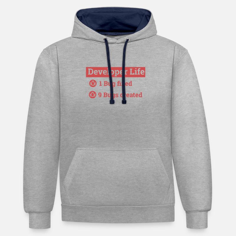 "Developer life" | Programmer, Programmer - Contrast hoodie - heather grey/navy