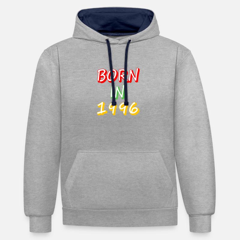 Né en 1996 - Sweat à capuche contrasté - gris chiné/bleu marine