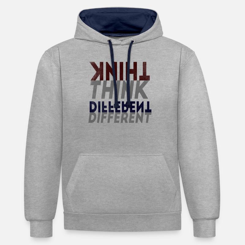 Penser différemment - Sweat à capuche contrasté - gris chiné/bleu marine