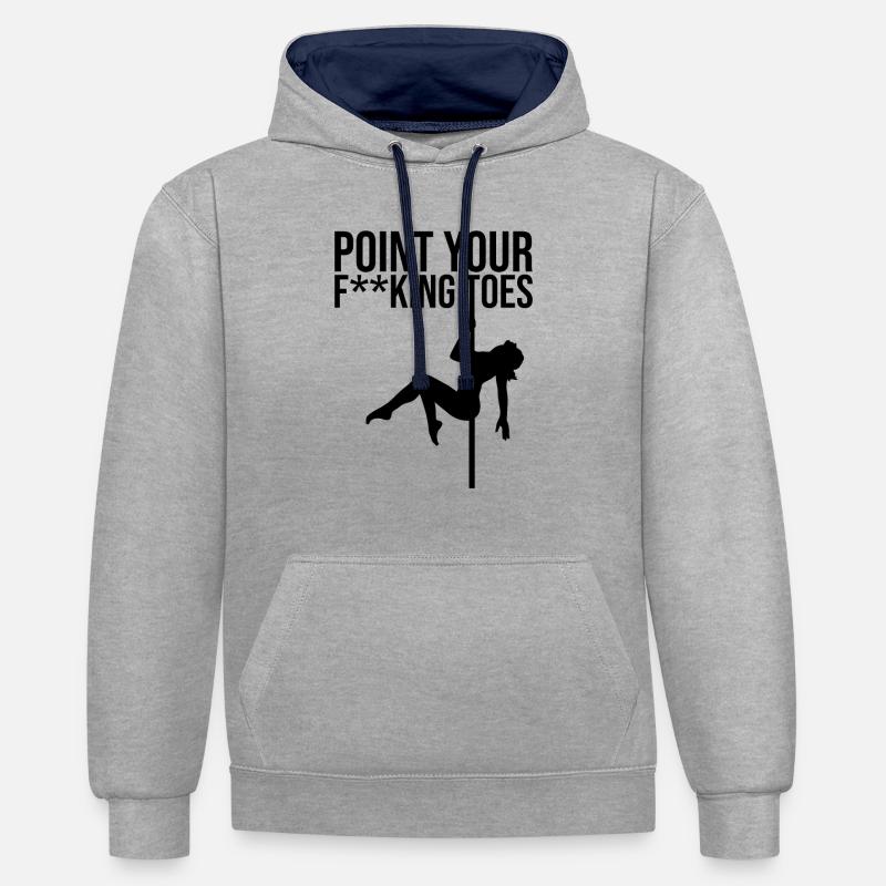 pointez vos orteils fcking - Sweat à capuche contrasté - gris chiné/bleu marine
