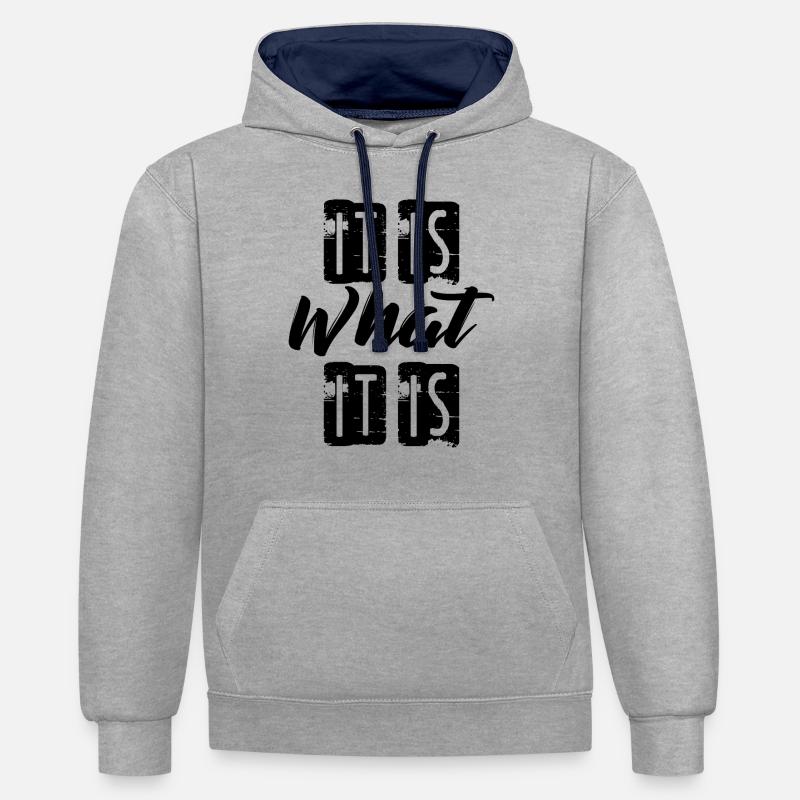 C'est ce que c'est - Sweat à capuche contrasté - gris chiné/bleu marine