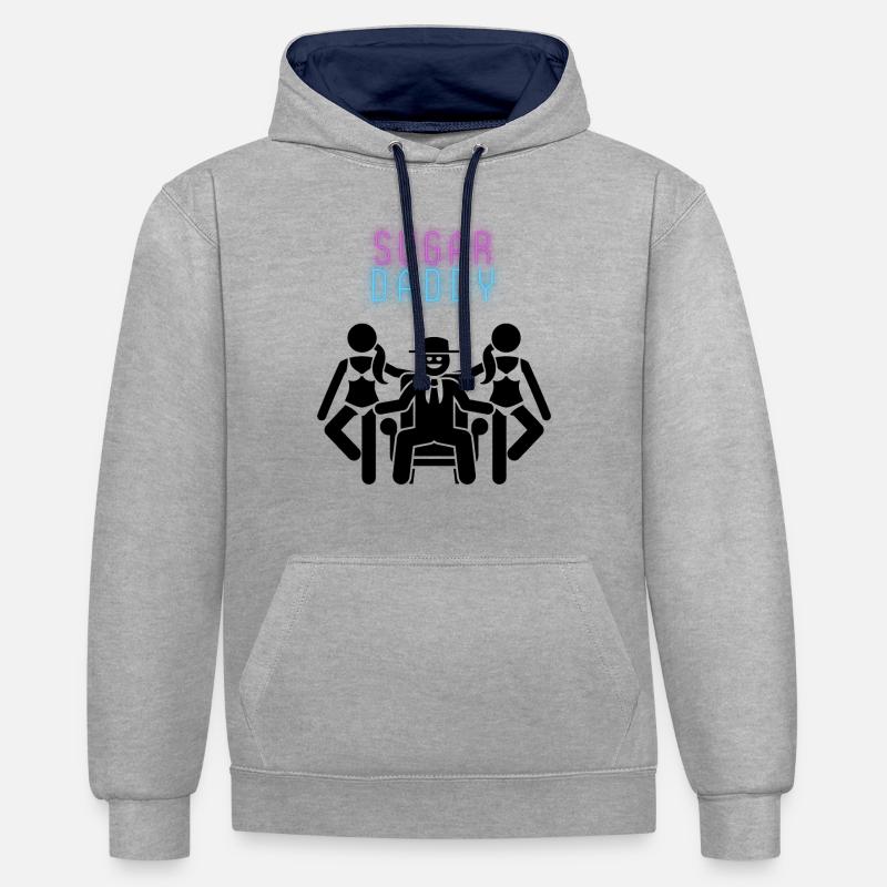 Sugar Daddy Black - Sweat à capuche contrasté - gris chiné/bleu marine