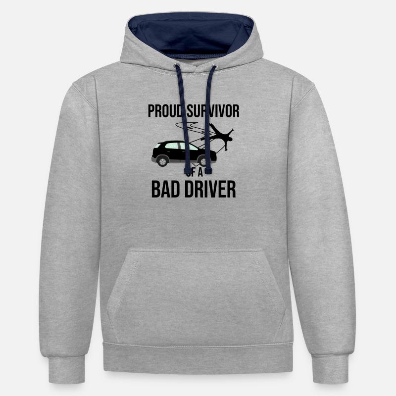 Autounfall Genesungsgeschenk Unfall Auto Operation - Kontrast-Hoodie - Grau meliert/Navy