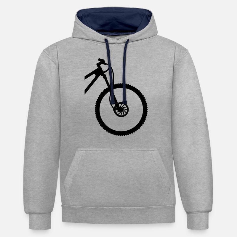 VTT front - Sweat à capuche contrasté - gris chiné/bleu marine