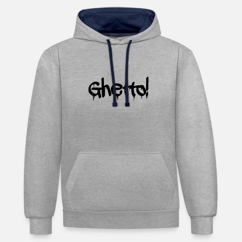 Ghetto Graffiti - Sweat à capuche contrasté - gris chiné/bleu marine