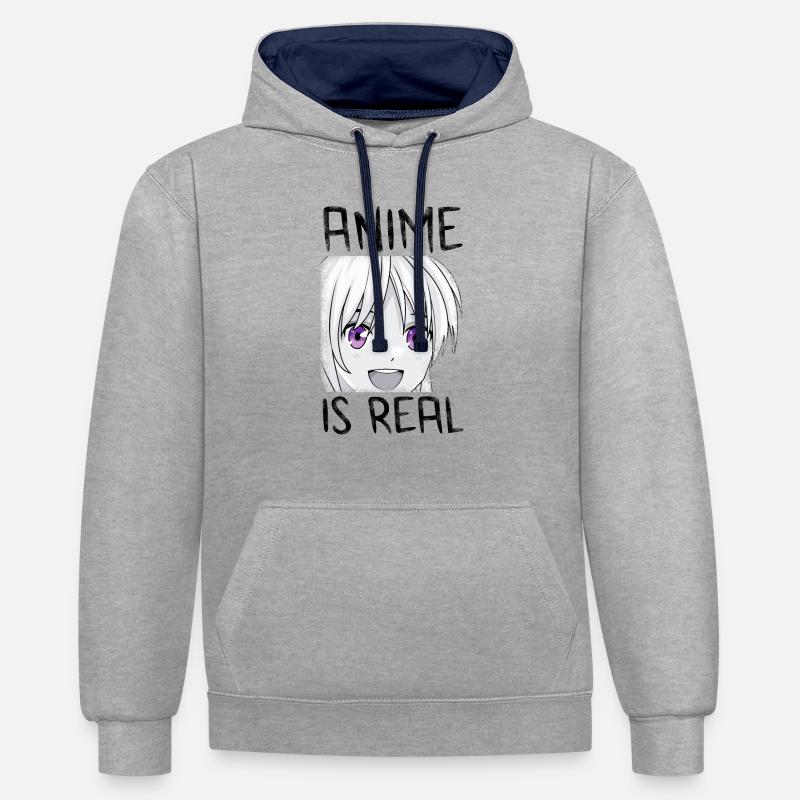 Cadeau d'anime - Sweat à capuche contrasté - gris chiné/bleu marine