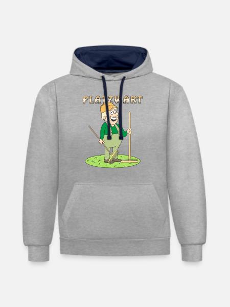 MENSCH COMIC PLATZWART - Kontrast-Hoodie - Grau meliert/Navy